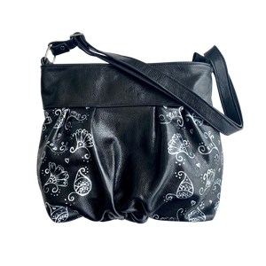Ruche Mini in Glossy Black, Handpainted Floral, RTS