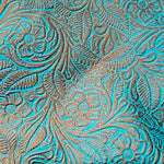 Load image into Gallery viewer, Swatch - Brass Floral Embossed Turquoise
