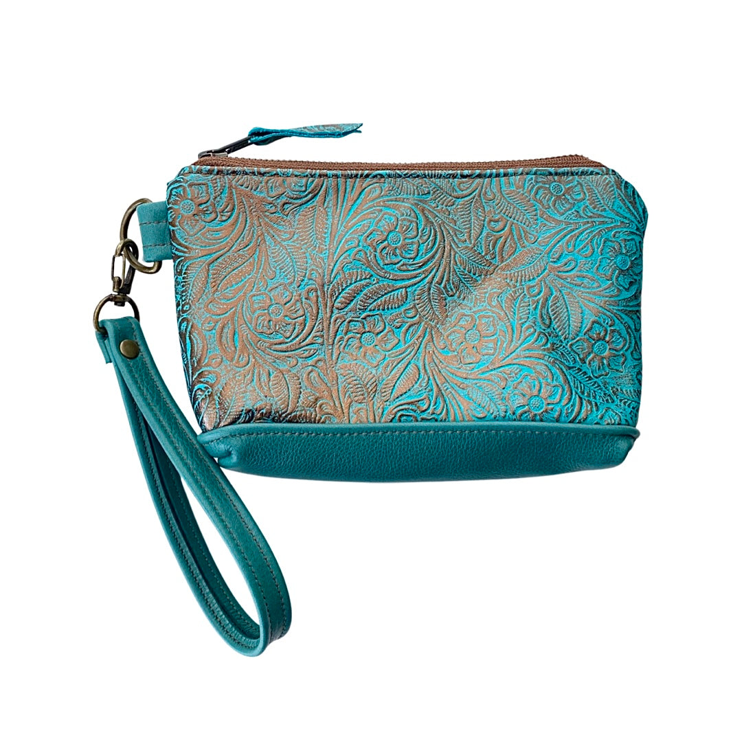 Swatch - Brass Floral Embossed Turquoise