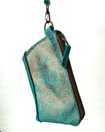 Load and play video in Gallery viewer, Wristlet in Turquoise Floral Leather
