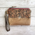 Load image into Gallery viewer, Wristlet in Hand Painted Floral Smoke, Latte
