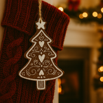 Load image into Gallery viewer, Hand Painted Leather Ornament - Gingerbread Tree
