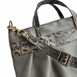 Load image into Gallery viewer, Ruche Mini in Steel, Rusted Iron Crocodile Embossed, RTS
