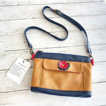Load image into Gallery viewer, Crossbody Clutch in Camel, Navy Blue, Blossom

