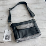 Load image into Gallery viewer, Crossbody Clutch in Rainbow Mirror Ball Heart Patchwork, Onyx, Gunmetal (+ video)
