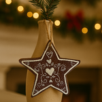 Load image into Gallery viewer, Hand Painted Leather Ornament - Gingerbread Star
