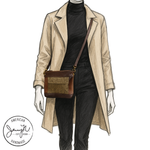 Load image into Gallery viewer, Crossbody Clutch in Coffee Bean Tweed, Chestnut Leather, Dark Roast Leather
