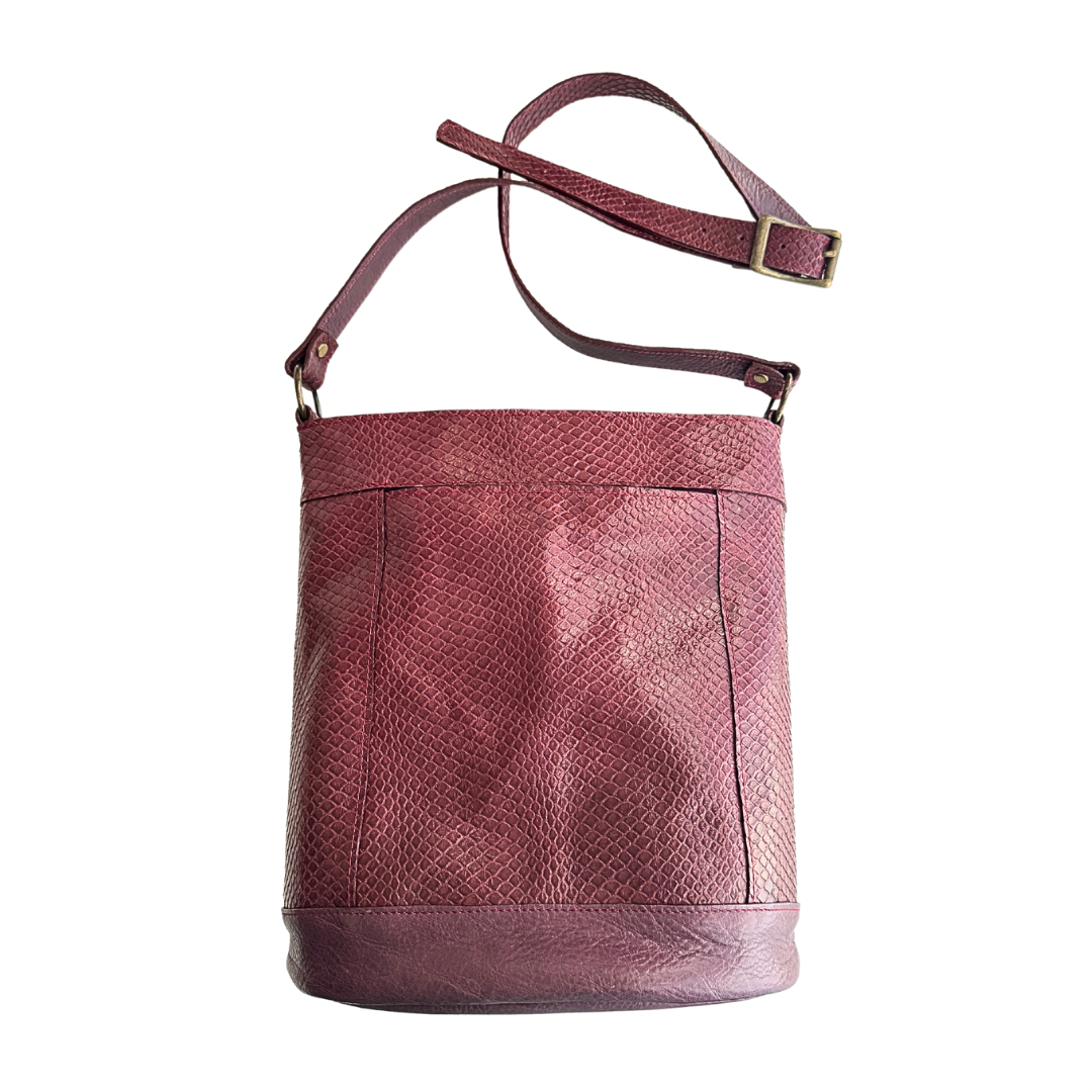 Bucket in Snake Skin Embossed, Mulberry, RTS