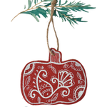Load image into Gallery viewer, Hand Painted Leather Ornament - Pumpkin in Orange
