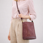 Load image into Gallery viewer, Bucket Bag in Snake Skin Embossed Leather, Mulberry, RTS
