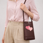 Load image into Gallery viewer, Phone Pouch in Hearts, Dark Roast, Mulberry (RTS)
