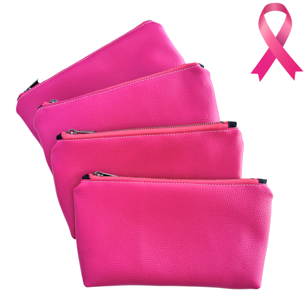 Zipper Pouch in Bright Magenta for Breast Cancer Awareness