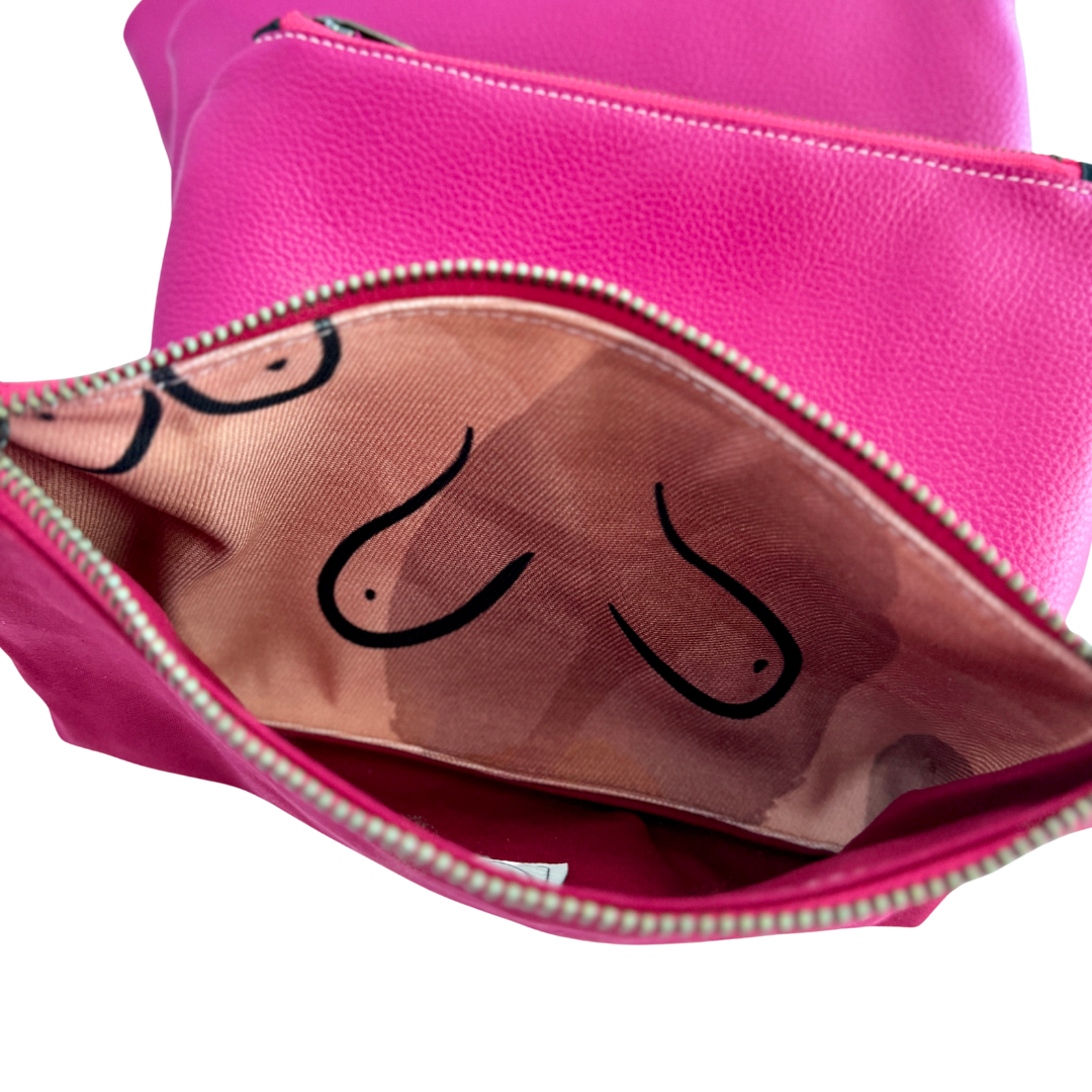 Zipper Pouch in Bright Magenta for Breast Cancer Awareness