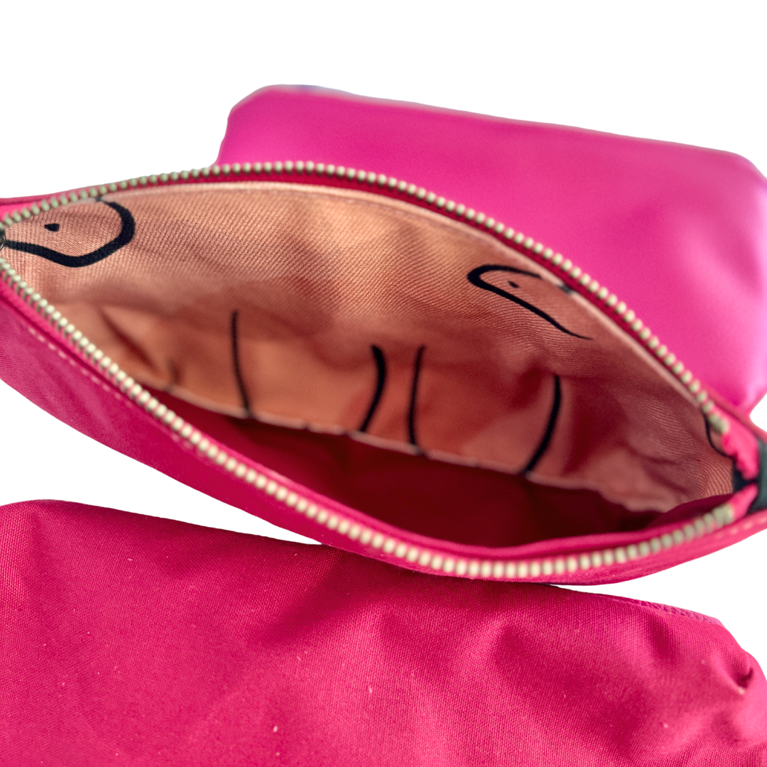 Zipper Pouch in Bright Magenta for Breast Cancer Awareness