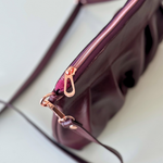 Load image into Gallery viewer, Ruche Clutch in Dark Cherry, Rose Gold Hardware
