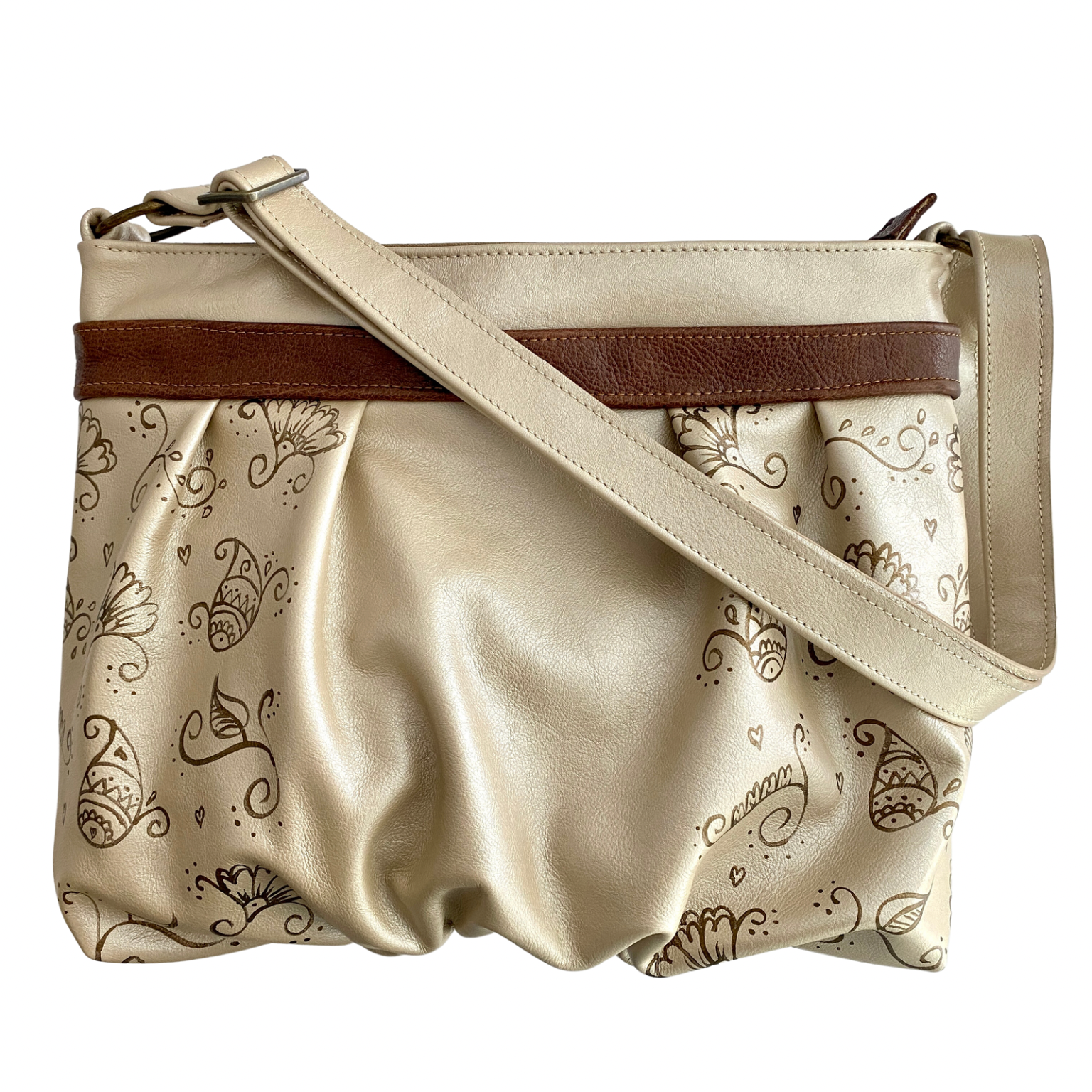 Ruche Mini in Pearl, Chestnut, Handpainted Floral, RTS