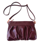 Load image into Gallery viewer, Ruche Clutch in Dark Cherry, Rose Gold Hardware
