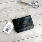 Load image into Gallery viewer, Zipper Pouch in Black Crocodile Emboss
