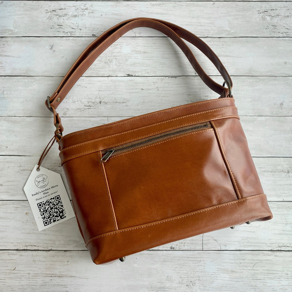 Archive Micro Crossbody Purse in Cognac Brown Leather