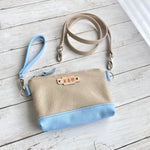 Load image into Gallery viewer, Wristlet in Wheat, Sky Blue
