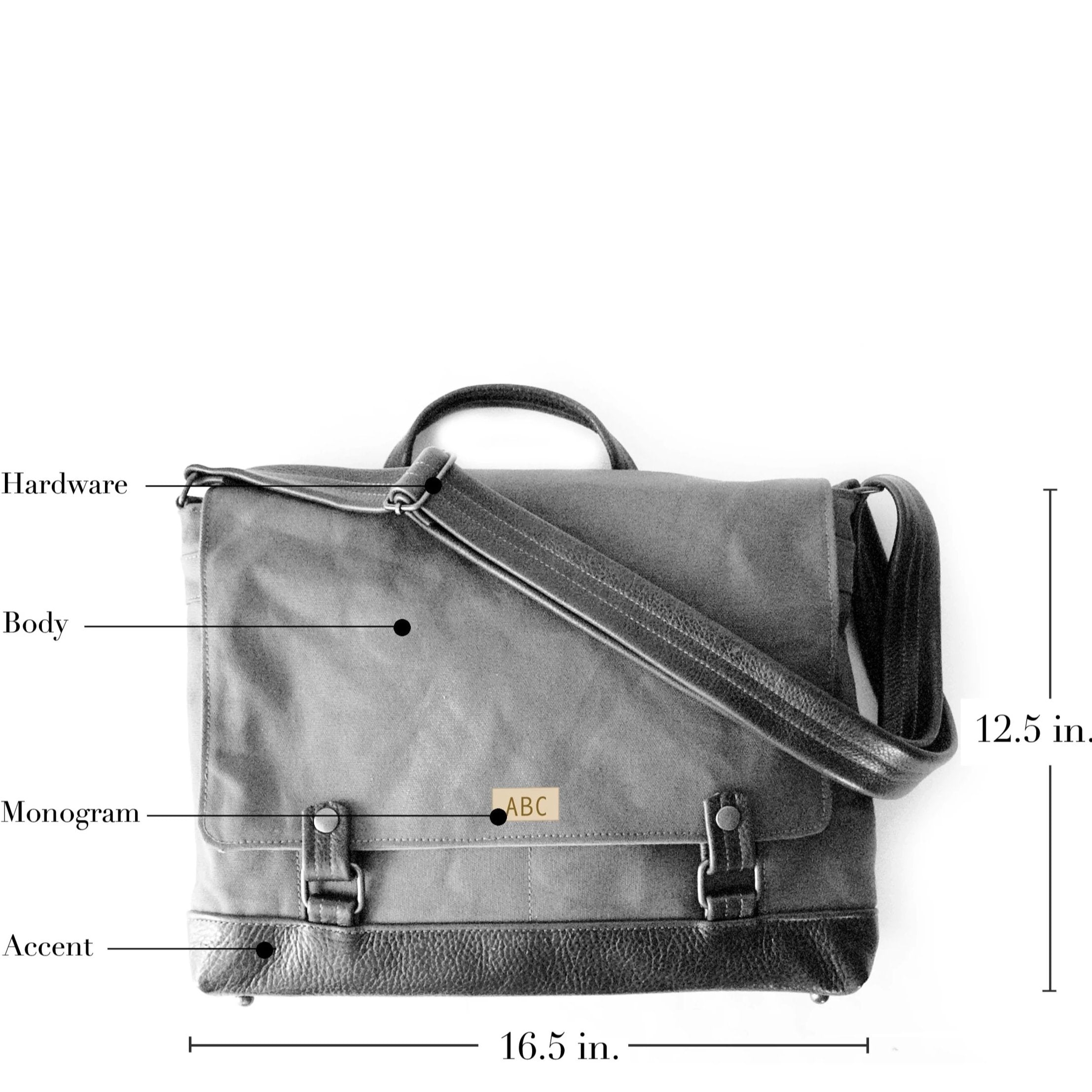 Personalized Monogram Canvas Messenger Bag Satchel Briefcase