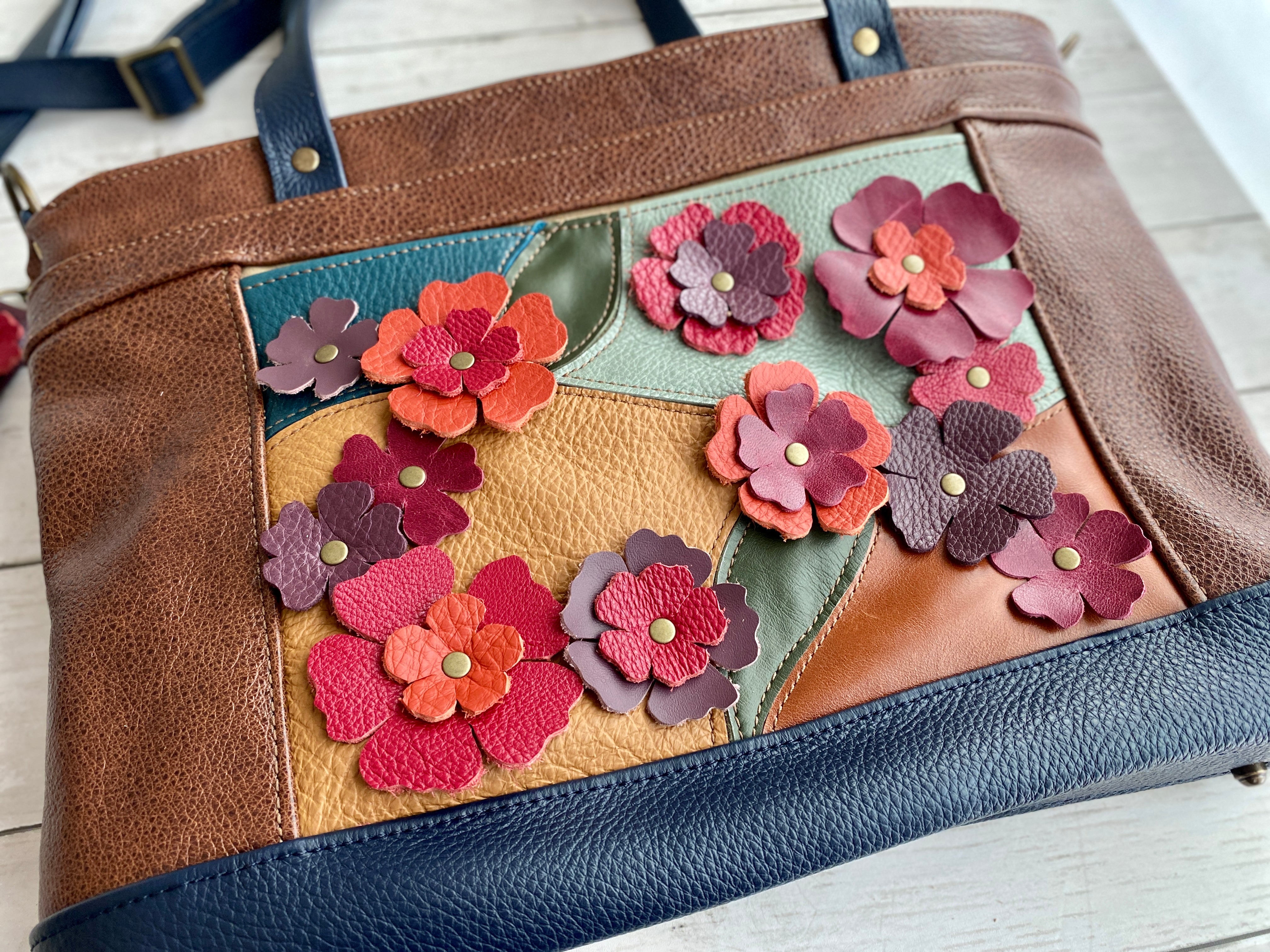 Archive Mini in Chestnut, Navy, Patchwork, Blossoms