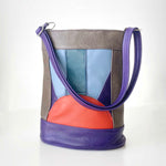 Load image into Gallery viewer, Bucket in Sun Rays Patchwork in Smoke, Violet, Blue Fog, Rust Orange
