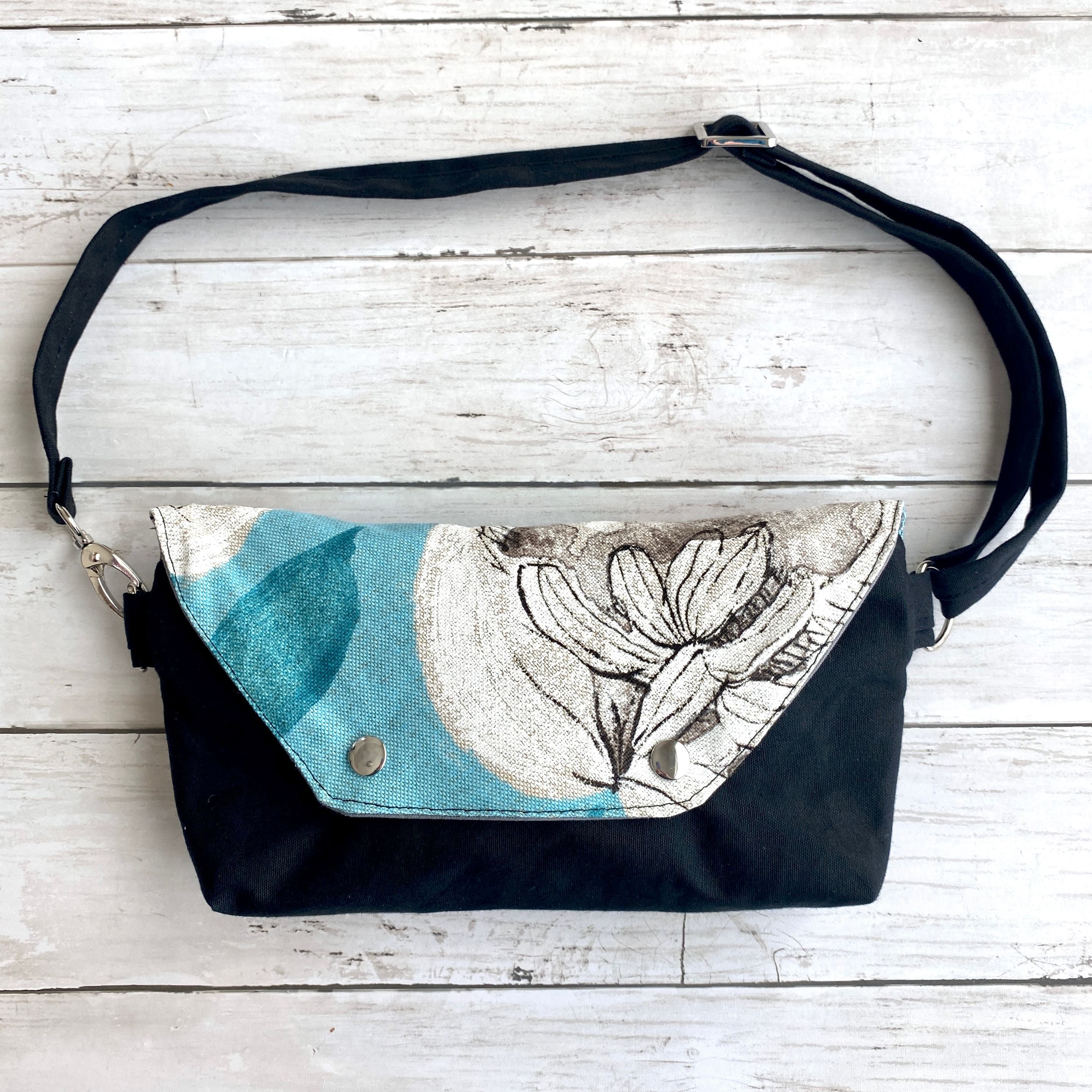 Traveler Fanny Pack in Blue Begonia 3 and Black, RTS