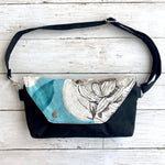 Load image into Gallery viewer, Traveler Fanny Pack in Blue Begonia 3 and Black, RTS
