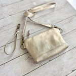 Load image into Gallery viewer, Wristlet in Champagne, Crossbody Strap, RTS
