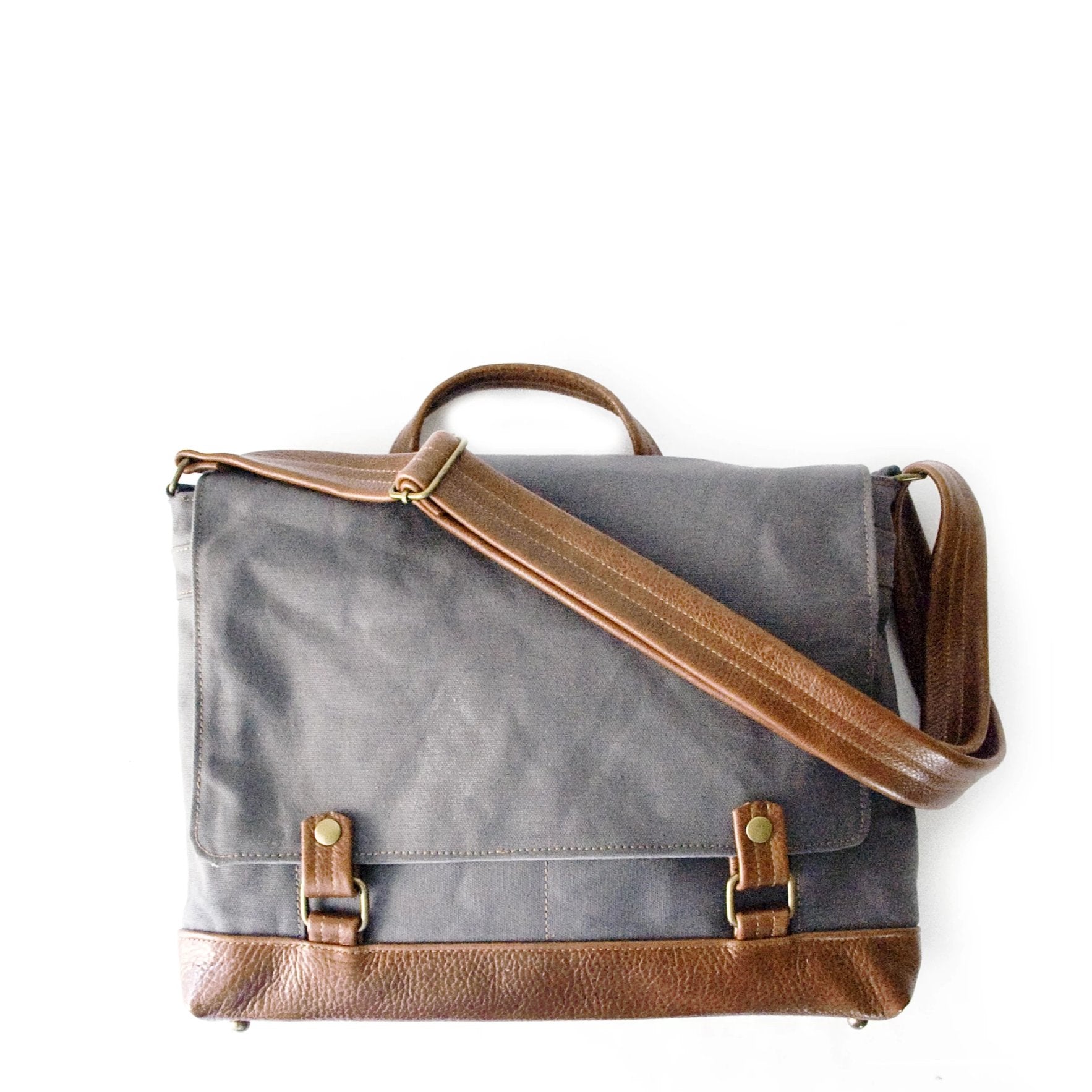 Personalized Waxed Canvas Messenger Bag Men Satchel Briefcase
