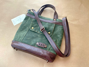 Packet in Olive Waxed Canvas, Dark Roast