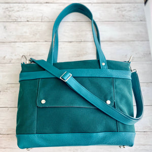 Archive Mini in Pine Canvas, Teal Leather, RTS