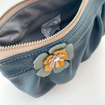 Load image into Gallery viewer, Ruche Clutch in Denim + Blossom

