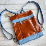 Load image into Gallery viewer, Backpack Mini in Cognac, Blue Fog
