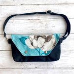 Load image into Gallery viewer, Traveler Fanny Pack in Blue Begonia 1 and Black
