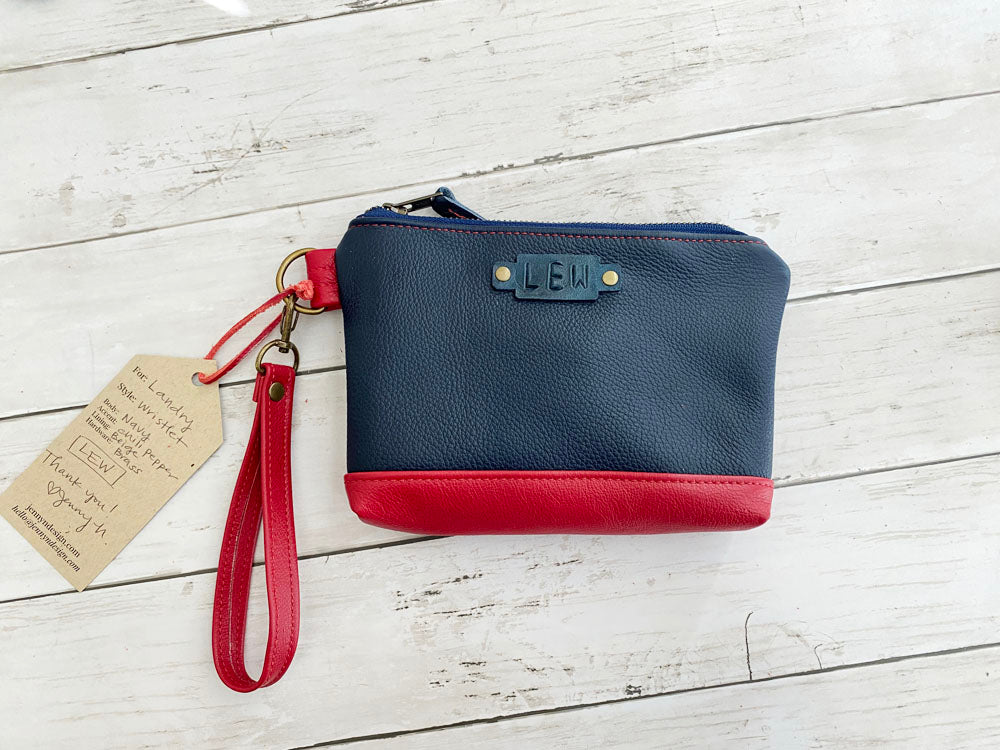 Wristlet in Navy Blue, Chili Pepper Red