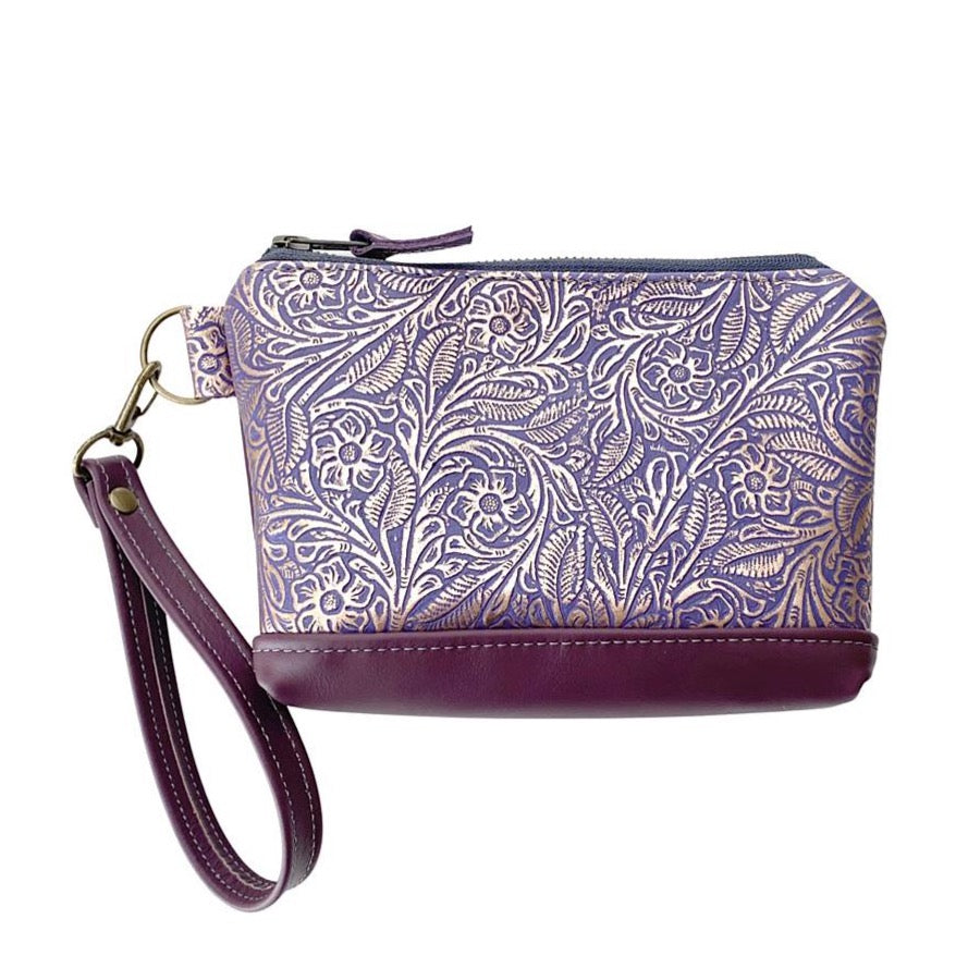 Wristlet in Rose Gold and Purple Floral