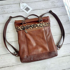 Backpack Mini in Chestnut, Dark Roast, Leopard Bold