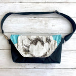 Load image into Gallery viewer, Traveler Fanny Pack in Blue Begonia 2 and Black
