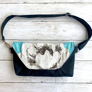 Traveler Fanny Pack in Blue Begonia 2 and Black