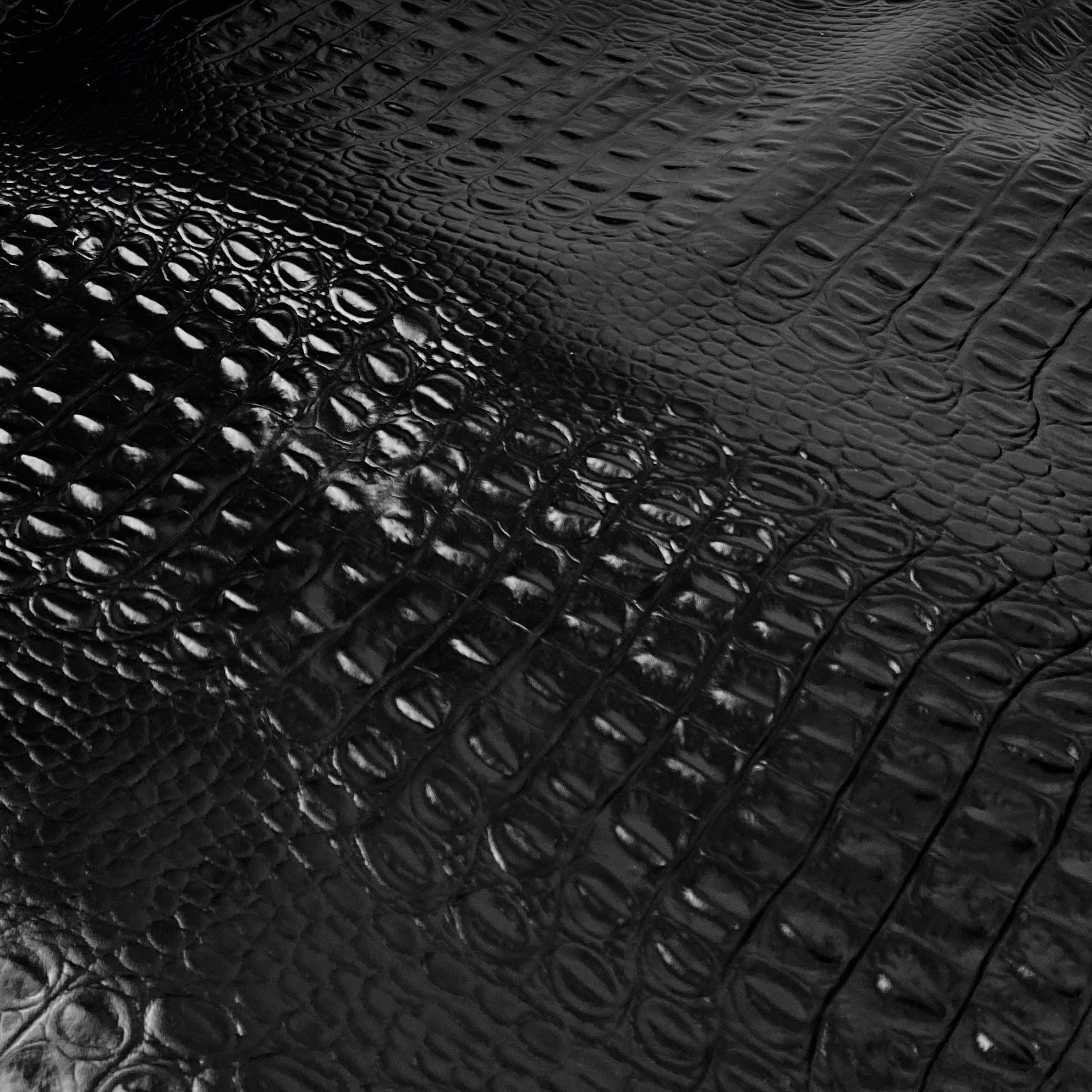 Swatch - Black Crocodile Embossed Leather