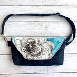 Load image into Gallery viewer, Traveler Fanny Pack in Blue Begonia and Black
