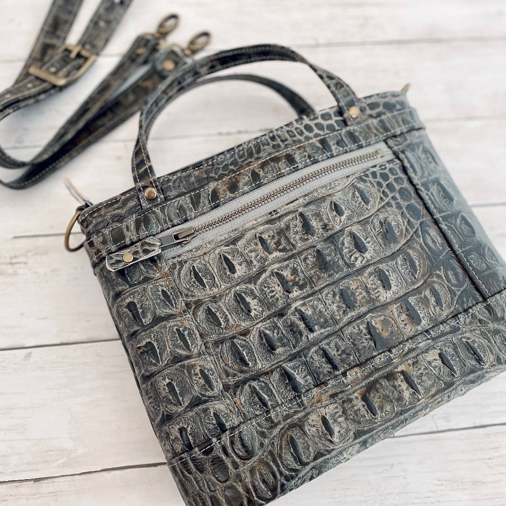 Archive Micro in Rusted Iron Crocodile Embossed Leather, RTS